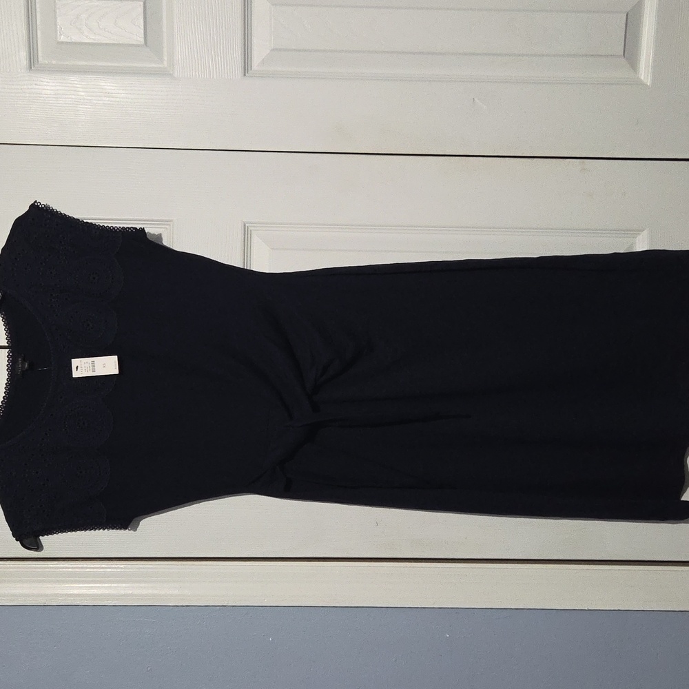 Talbots Navy Dress with Embroidered Detail